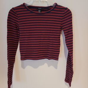 Forever 21 Striped Long Sleeve Top - Red and Black